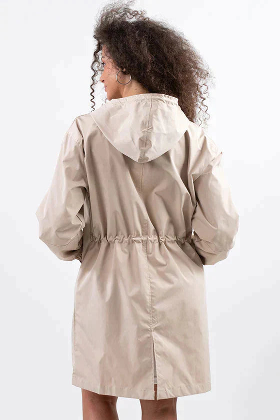 Anna-Berg | Lightweight Hooded Coat, Longline, Button-Up