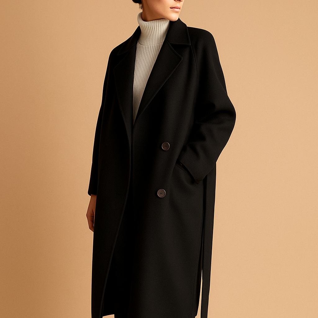 Anna-Berg | Long Double-Breasted Coat - Relaxed Tailored Fit, Warm Lining