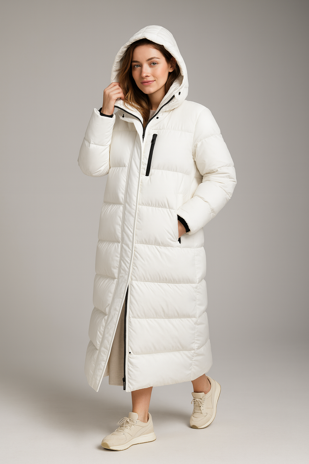 Anna-Berg | Long Hooded Puffer Coat - Maxi, Water-Resistant