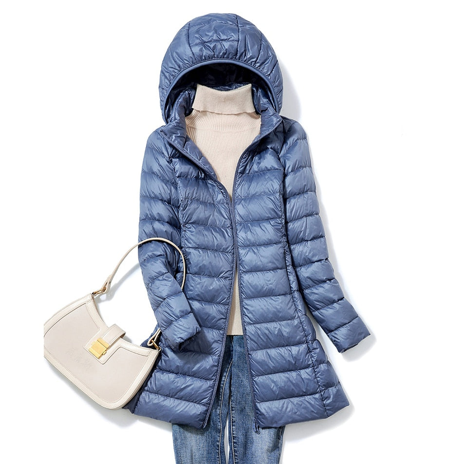 Anna-Berg | Longline Puffer Jacket - Hooded, Lightweight, Quilted