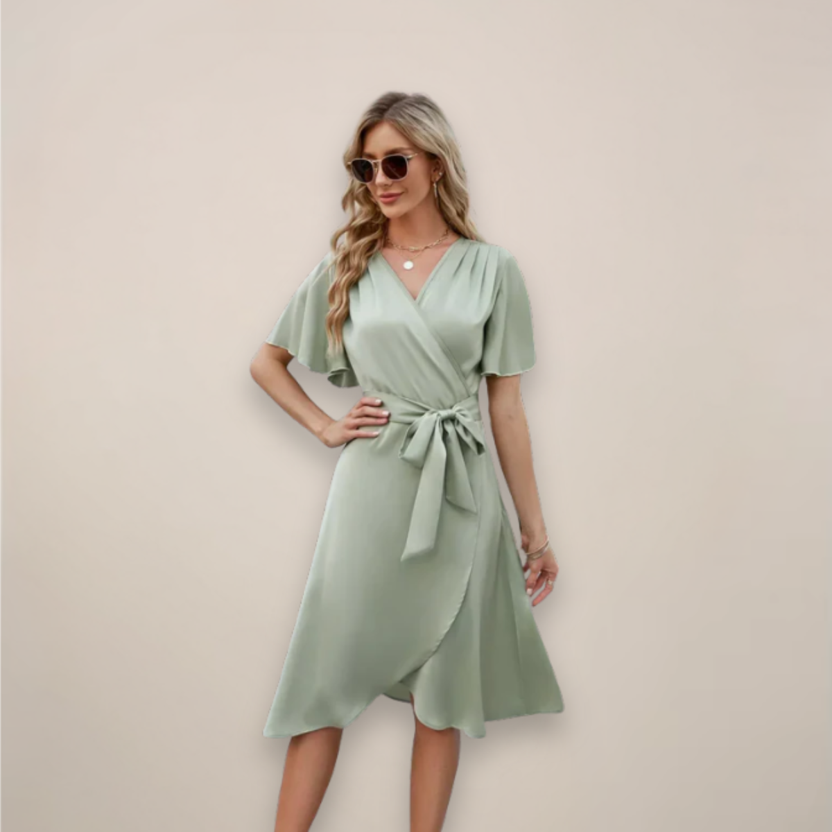 Anna-Berg | Midi Wrap Dress, V-Neck
