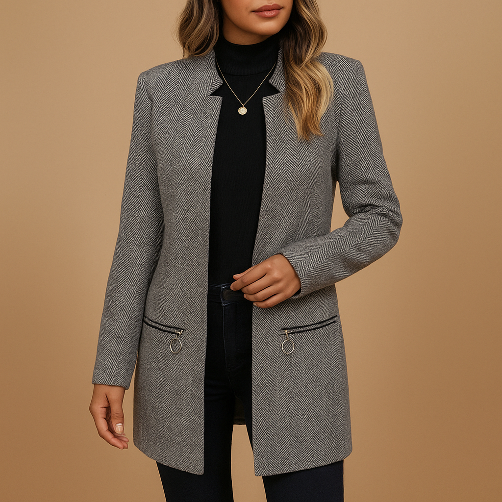 Anna-Berg | Tailored Jacket - Slim Fit, Structured Shoulders, Zip Detailing