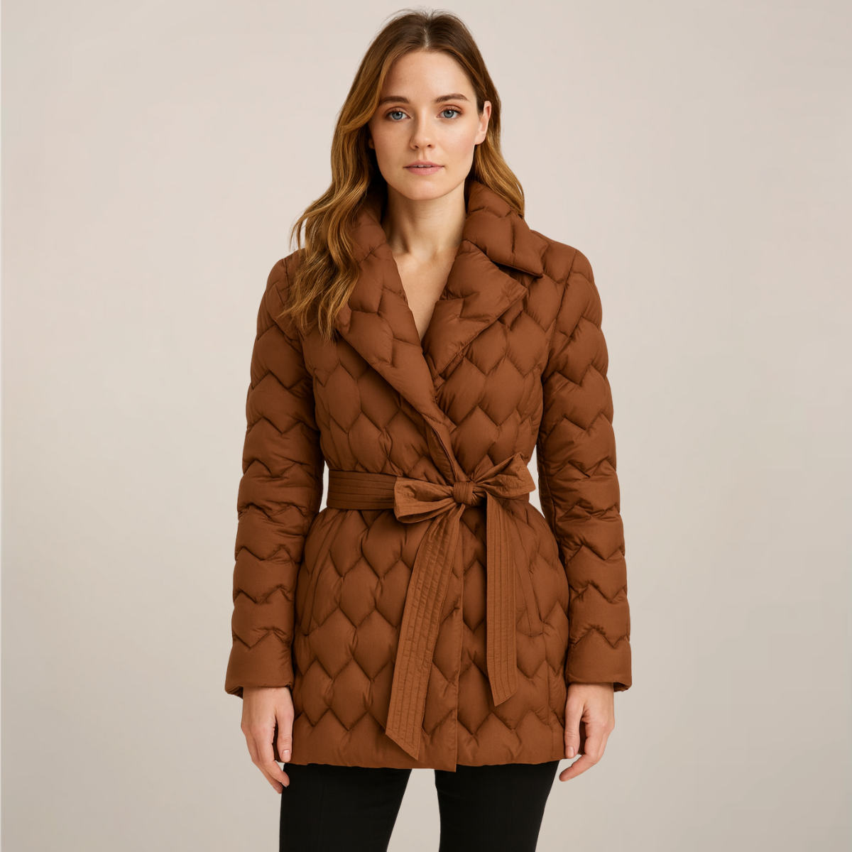 Anna-Berg | Puffer Jacket – Quilted Design – Belted Waist – Elegant Fit
