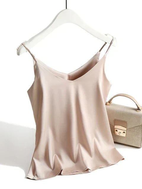 Anna-Berg | Satin Cami Top - Sleeveless Minimalist Fit with Adjustable Straps