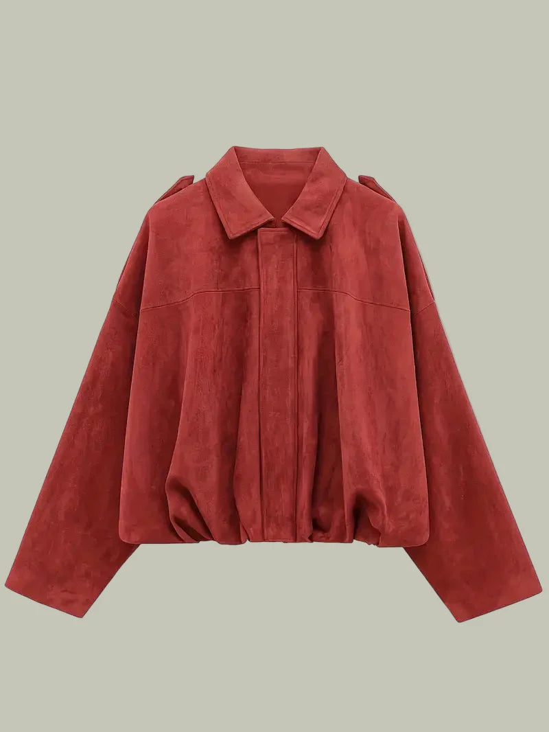 Anna-Berg | Short Jacket, Faux Suede, Oversized, Elasticated Hem