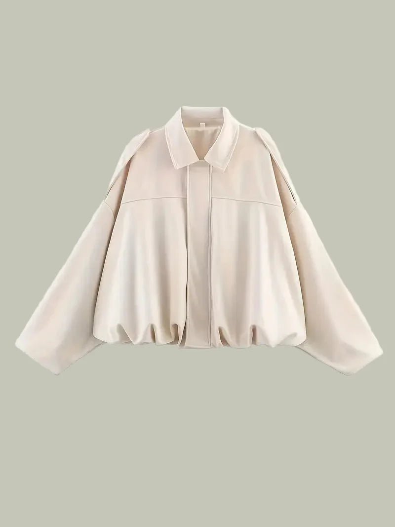 Anna-Berg | Short Jacket, Faux Suede, Oversized, Elasticated Hem