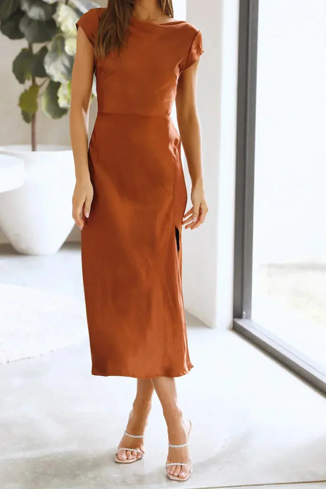 Anna-Berg | Slip Dress – Midi Length, Minimalist Silhouette