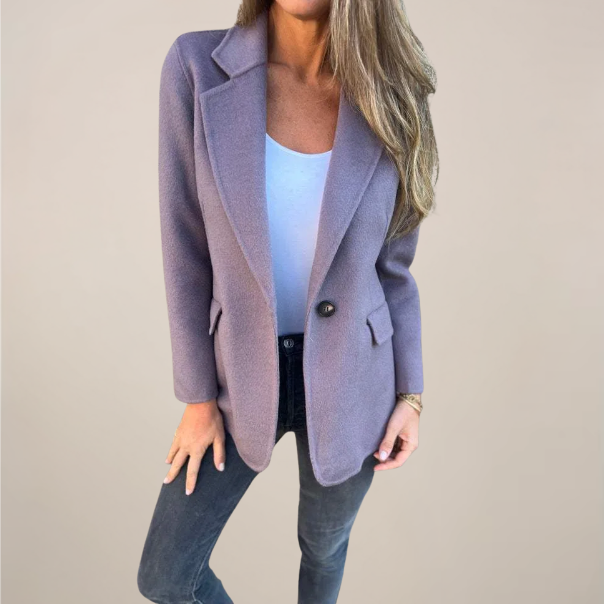 Anna-Berg | Tailored Blazer Jacket - Single Button, Notch Lapel, Flap Pockets