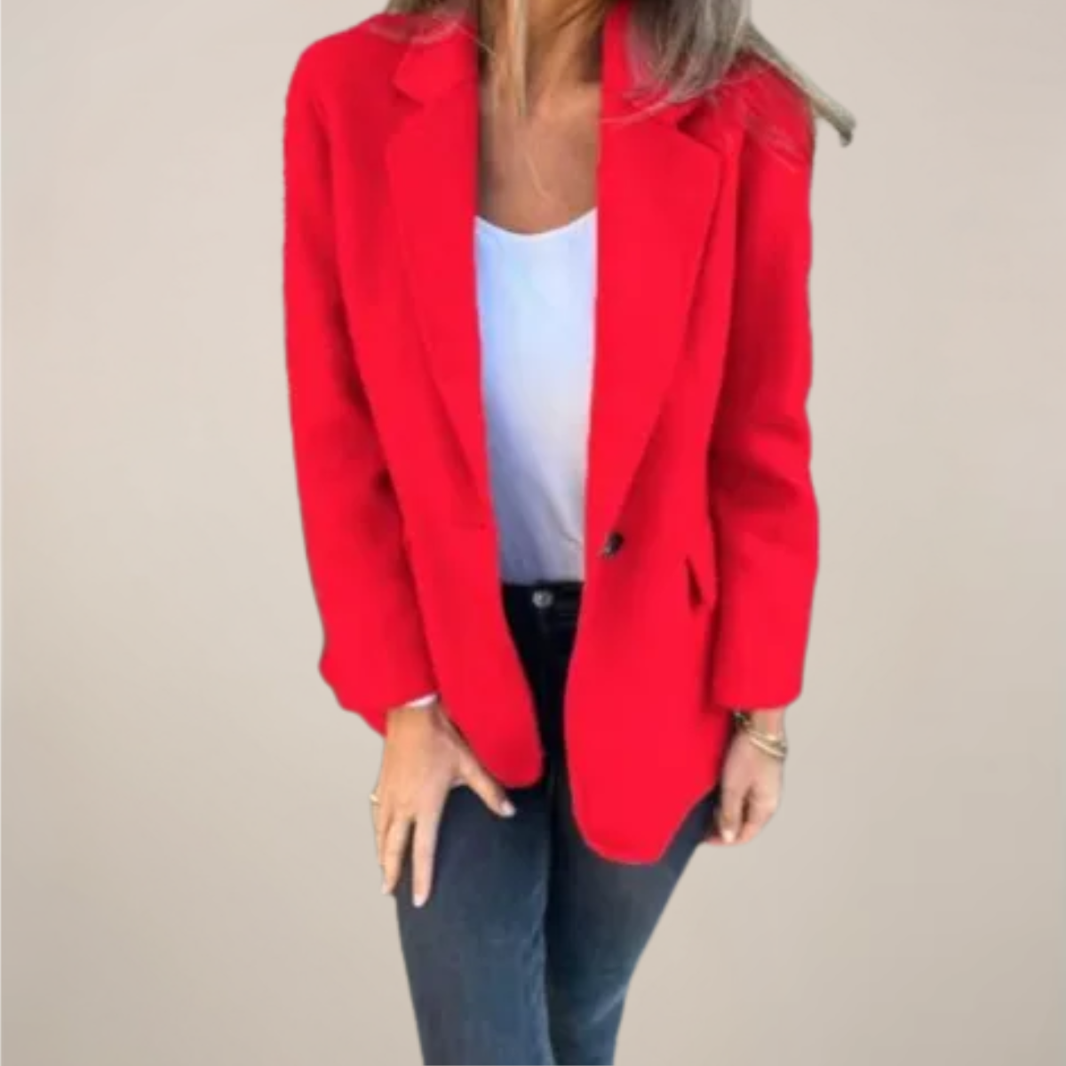 Anna-Berg | Tailored Blazer Jacket - Single Button, Notch Lapel, Flap Pockets