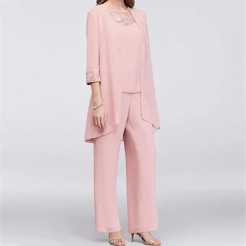 Anna-Berg | Three-Piece Wide-Leg Trousers & Longline Jacket Set