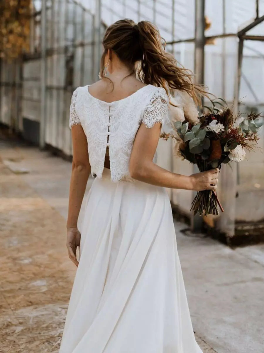 Anna-Berg | Two-Piece Bridal Gown - Lace Top and Maxi Skirt