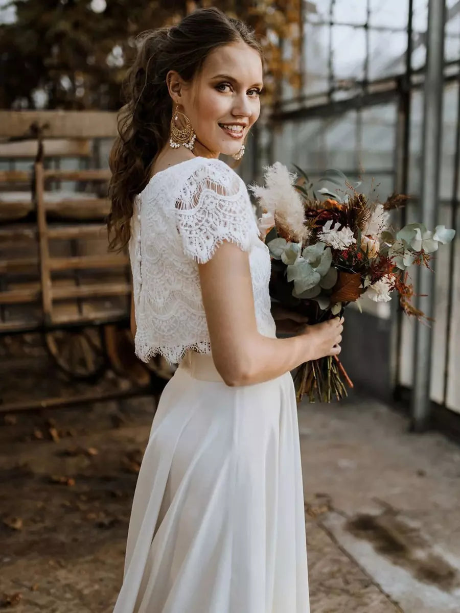 Anna-Berg | Two-Piece Bridal Gown - Lace Top and Maxi Skirt