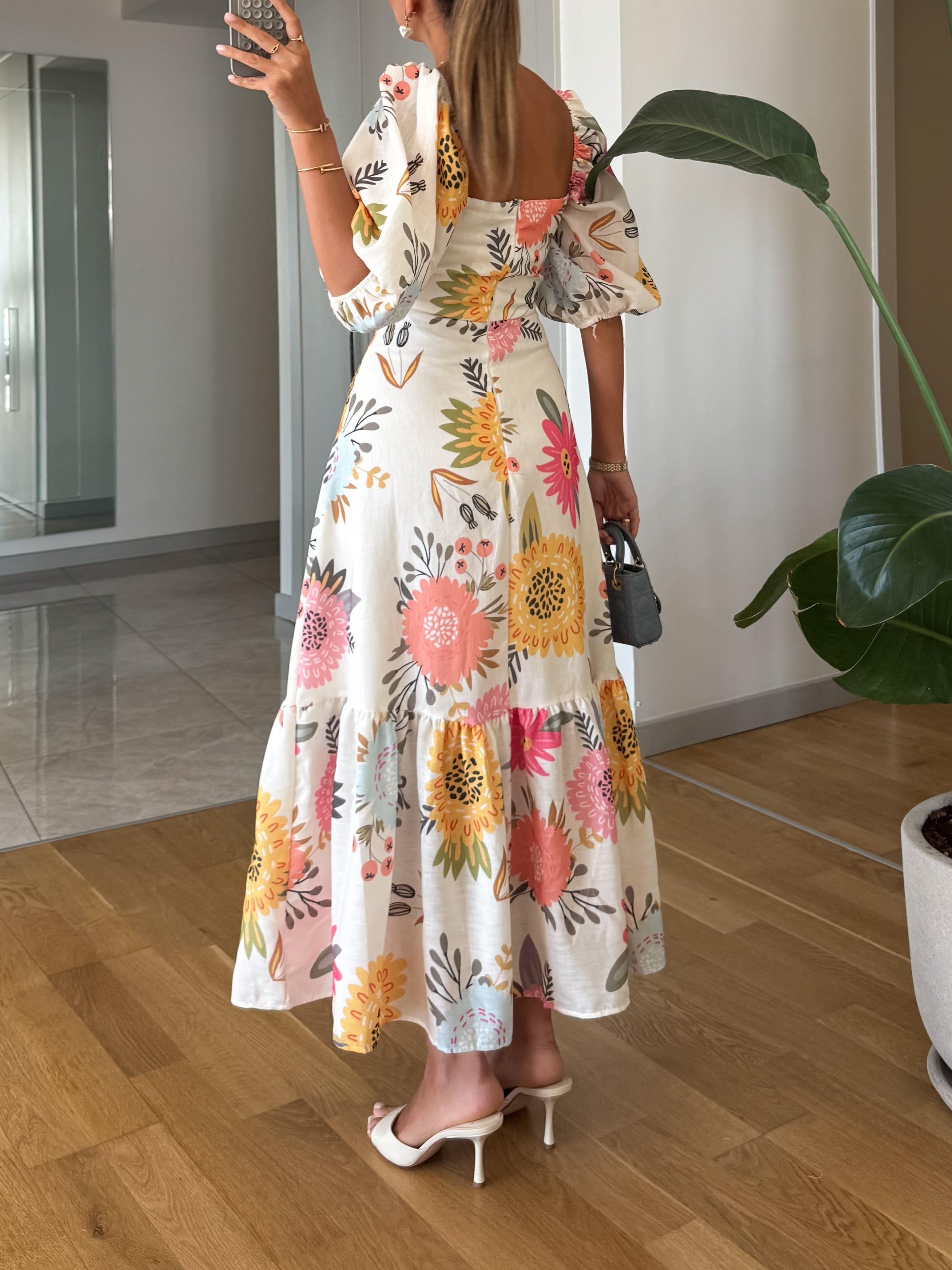 Anna-Berg | Modern CAMILLE – ELEGANT BLOOM PUFF-SLEEVE DRESS