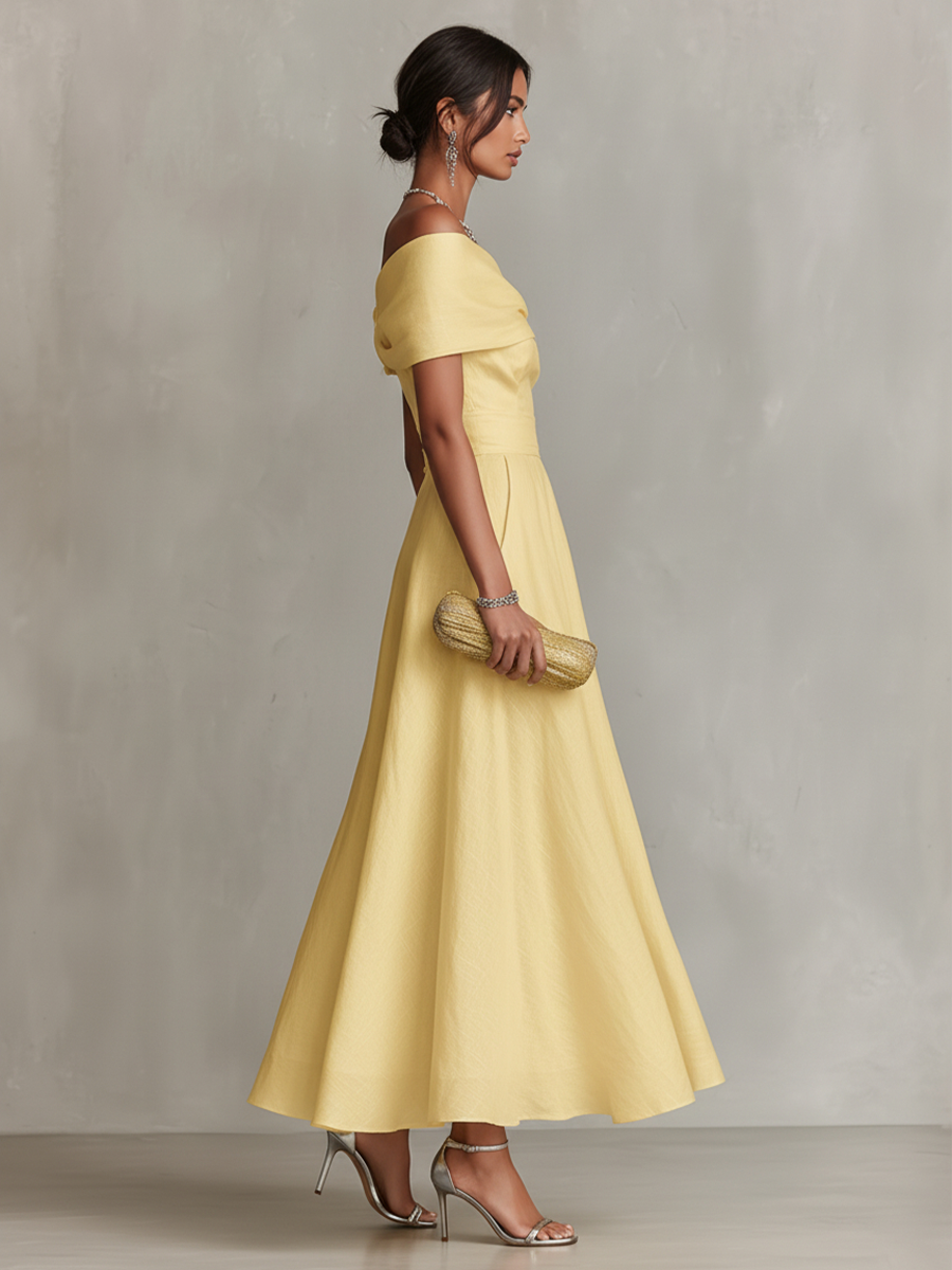 Anna-Berg | Yellow Linen Evening Dress