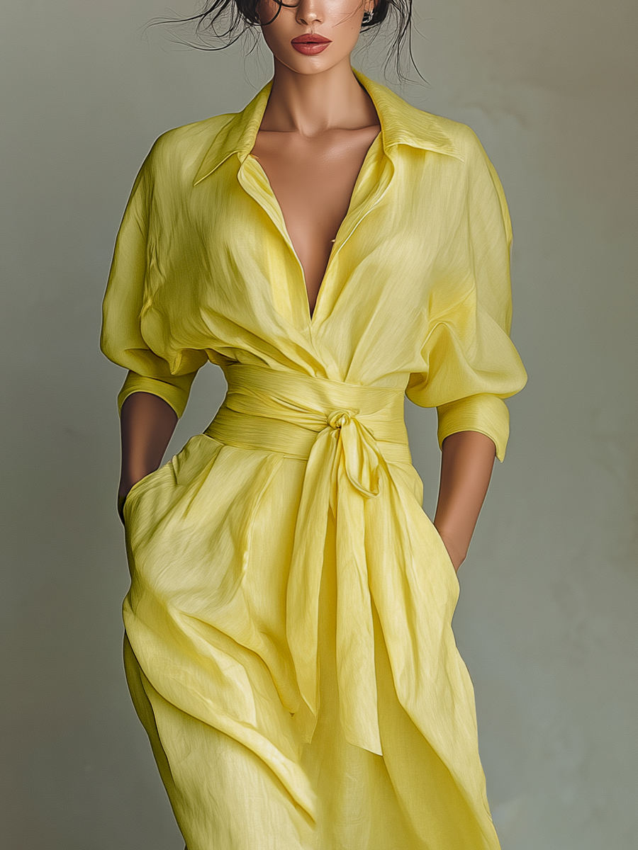 Anna-Berg | Yellow Linen Dress