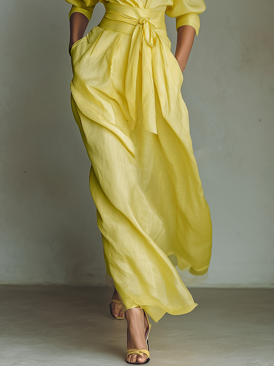 Anna-Berg | Yellow Linen Dress