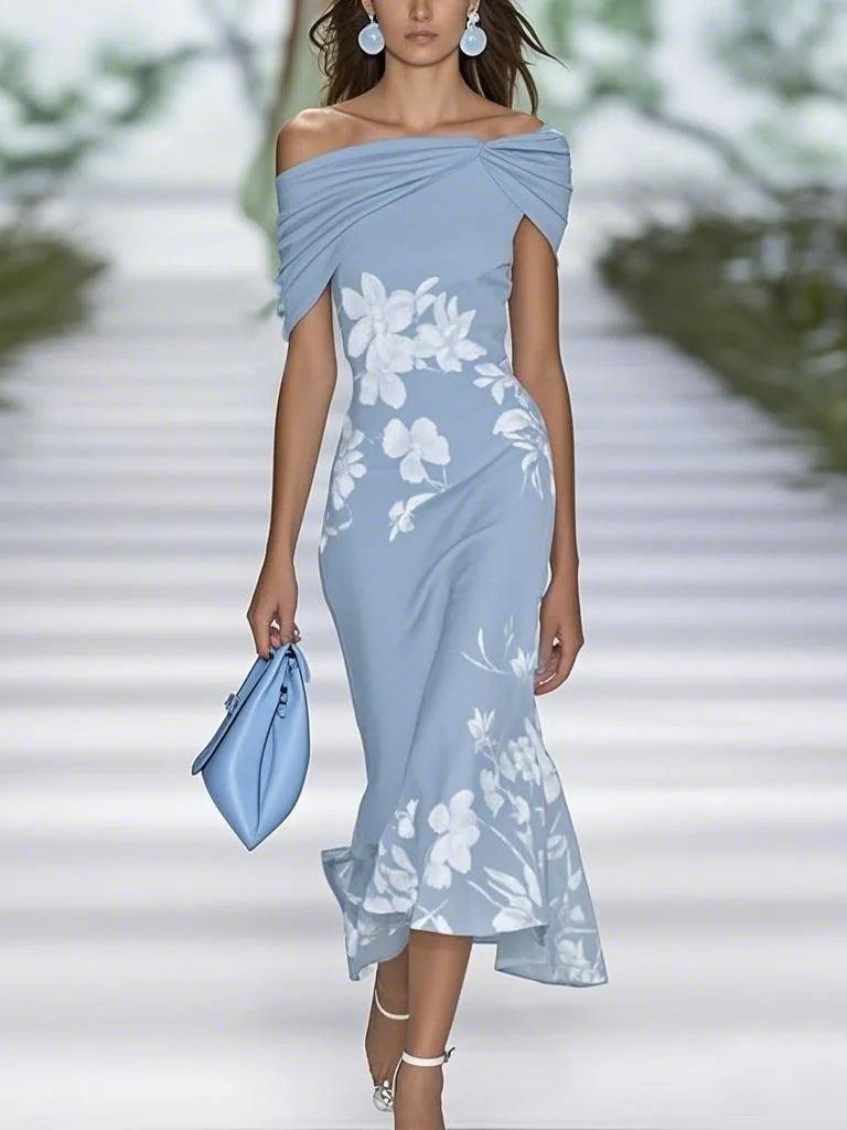 Anna-Berg | Romantic Floral Print Dress with Graceful Drape