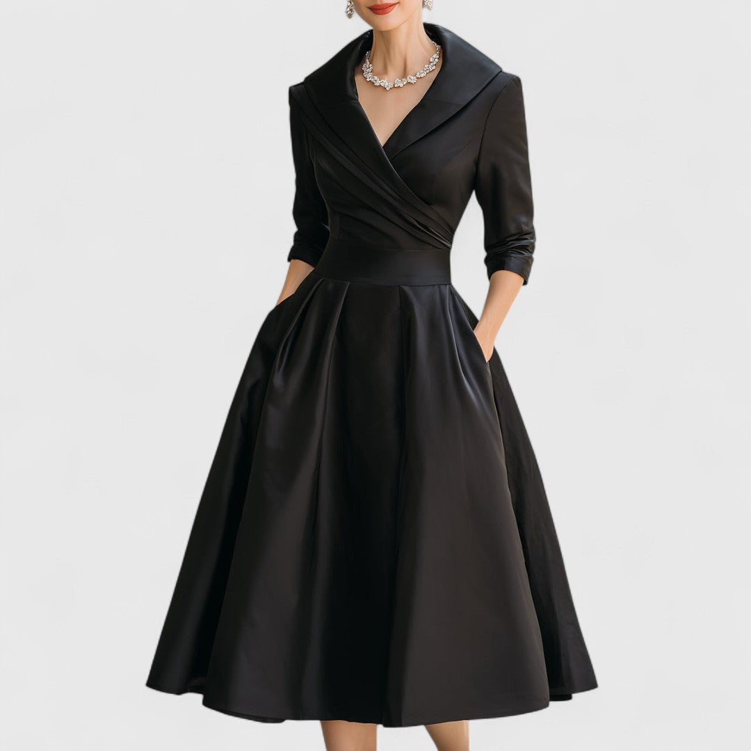 Anna-Berg | Flowing Midi Flared With Wrap Neckline Made to Turn Heads