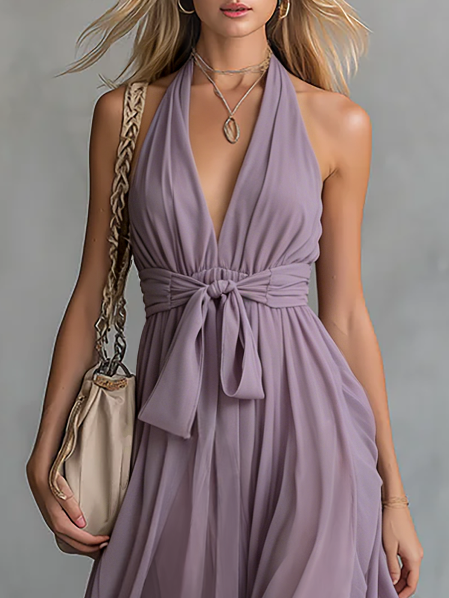Anna-Berg | Chiffon Halter Neck Elegant Evening Dress