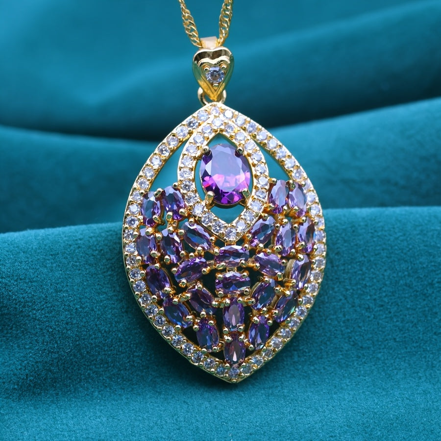 Elegant Multicolored Cubic Zirconia Hanging Necklace