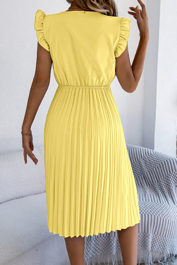 Anna-Berg | Solid Color V-Neck Lace-Trimmed Sleeveless Dress