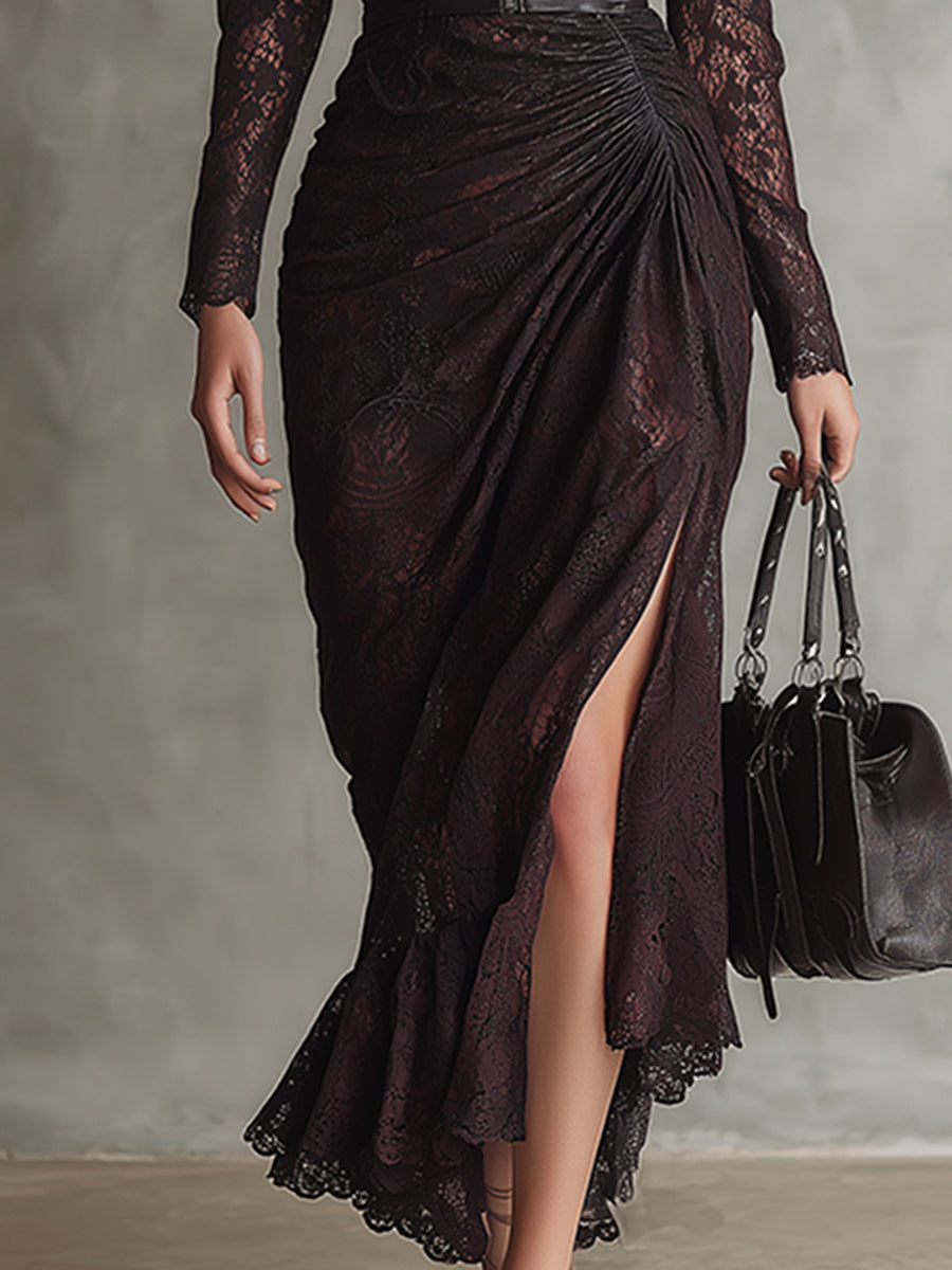 Anna-Berg | Red Faux Leather Evening Dress