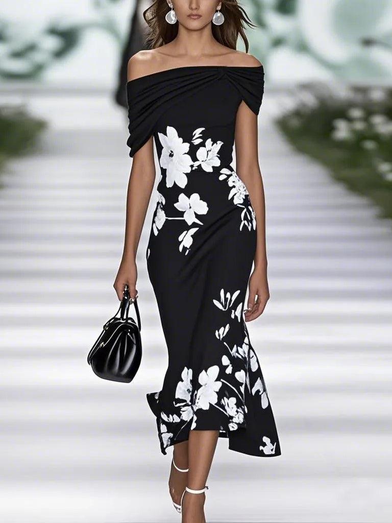Anna-Berg | Romantic Floral Print Dress with Graceful Drape