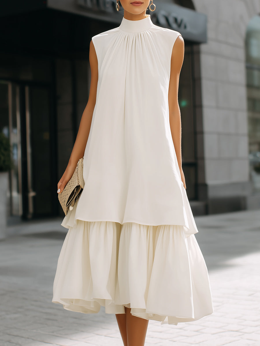 Anna-Berg | High Neck Layered Hem Dress