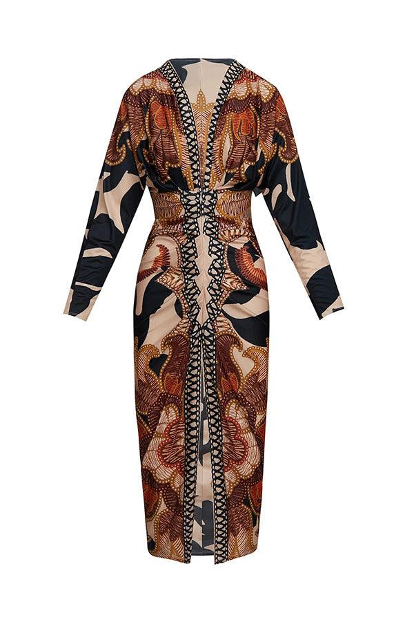 Anna-Berg | Effortless Unique Print Dolman Midi Dress