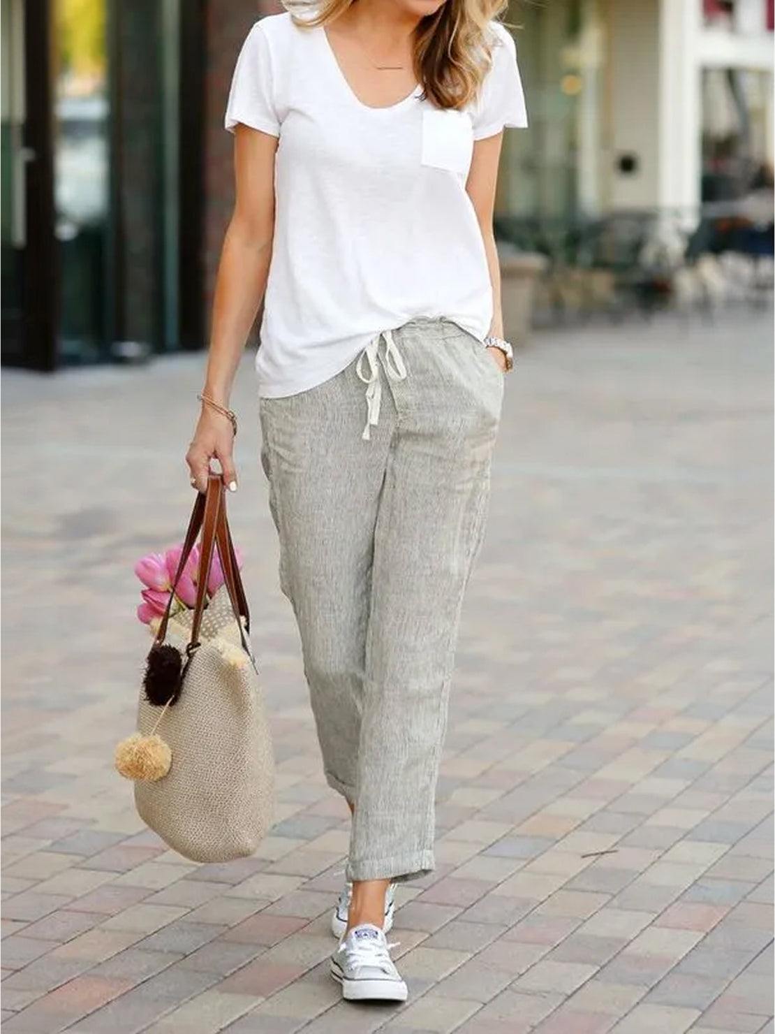 Anna-Berg | Effortless Casual Drawstring Straight-Leg Casual Pants