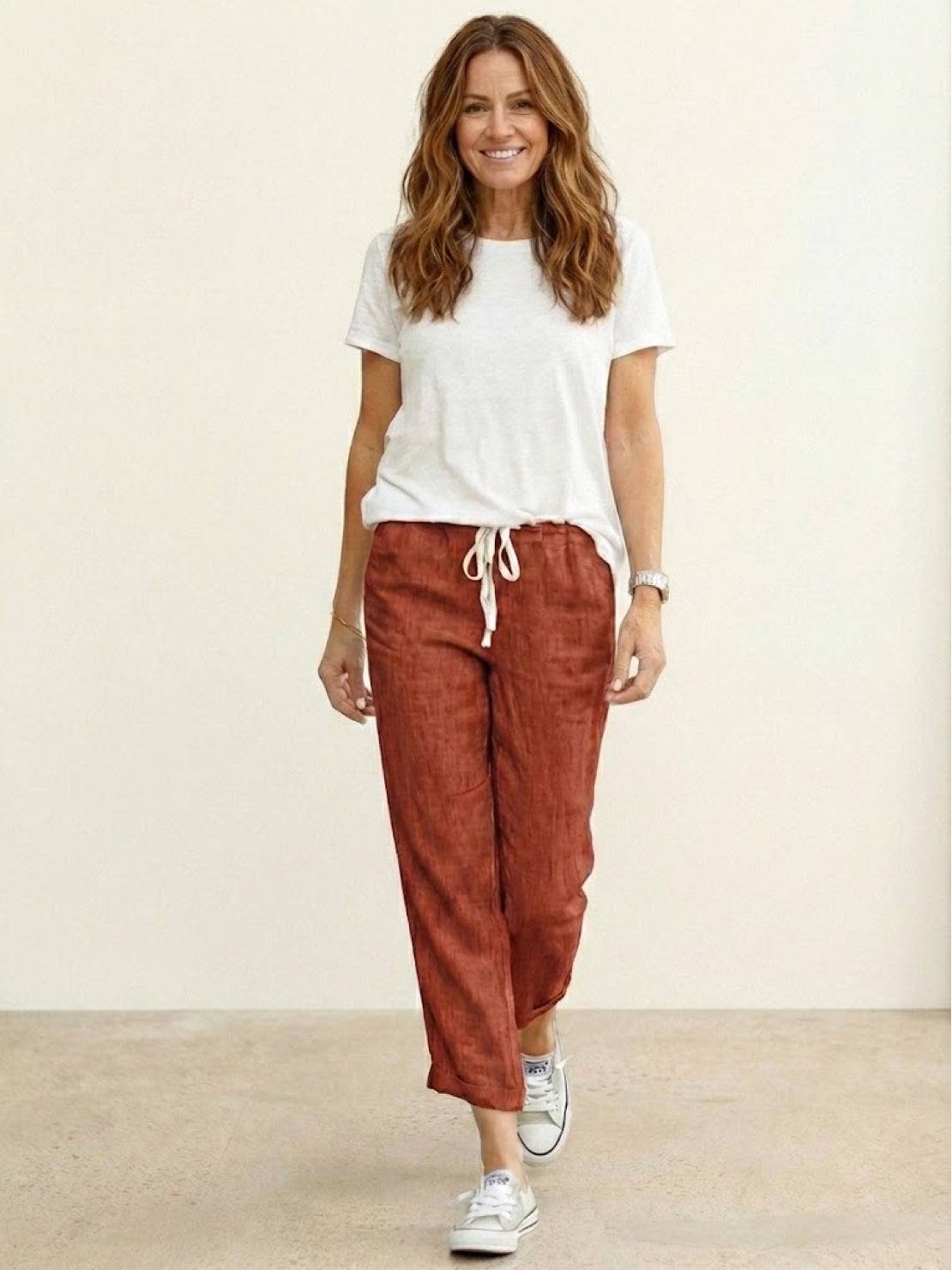 Anna-Berg | Effortless Casual Drawstring Straight-Leg Casual Pants