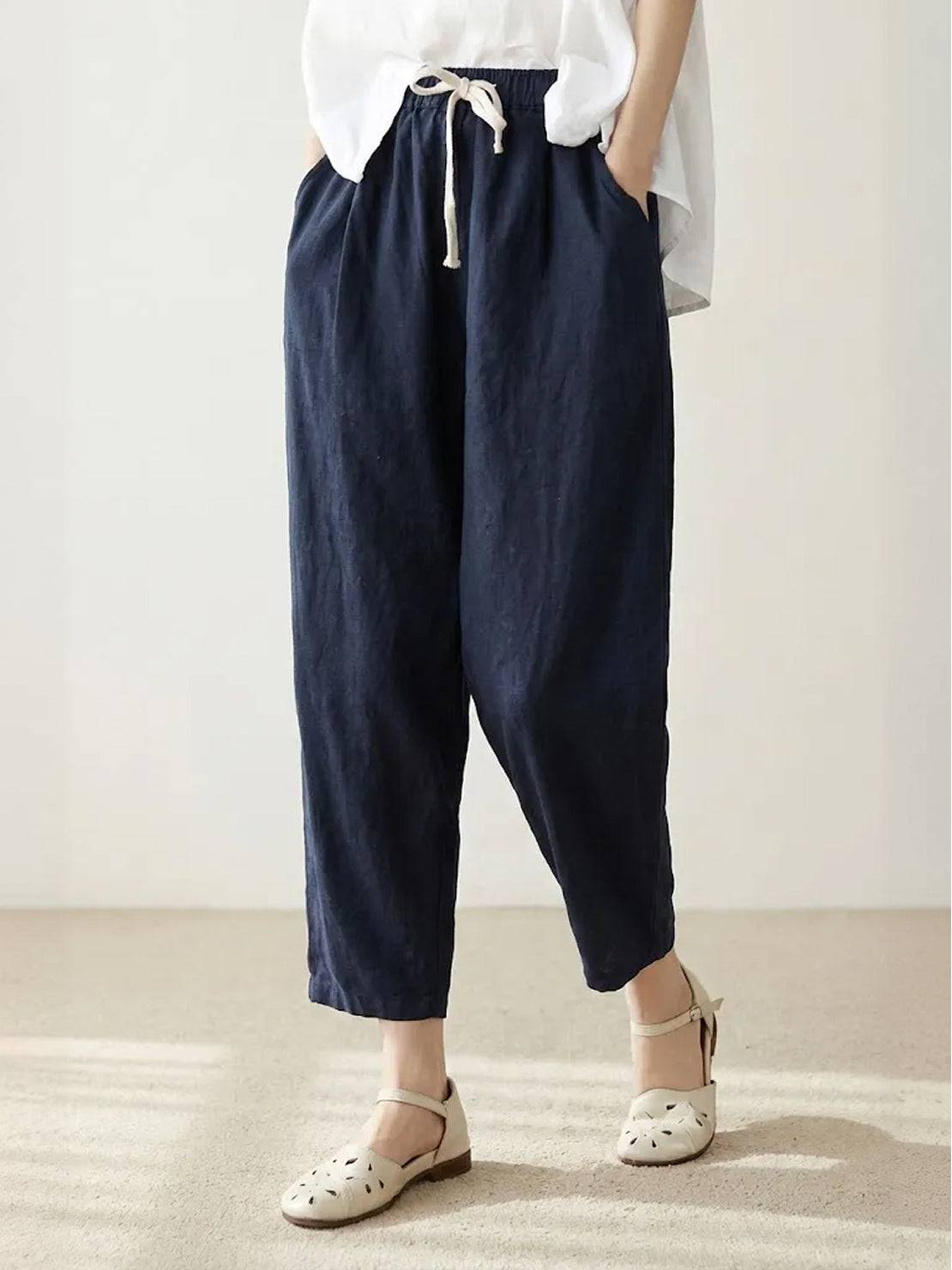 Anna-Berg | Effortless Casual Drawstring Straight-Leg Casual Pants