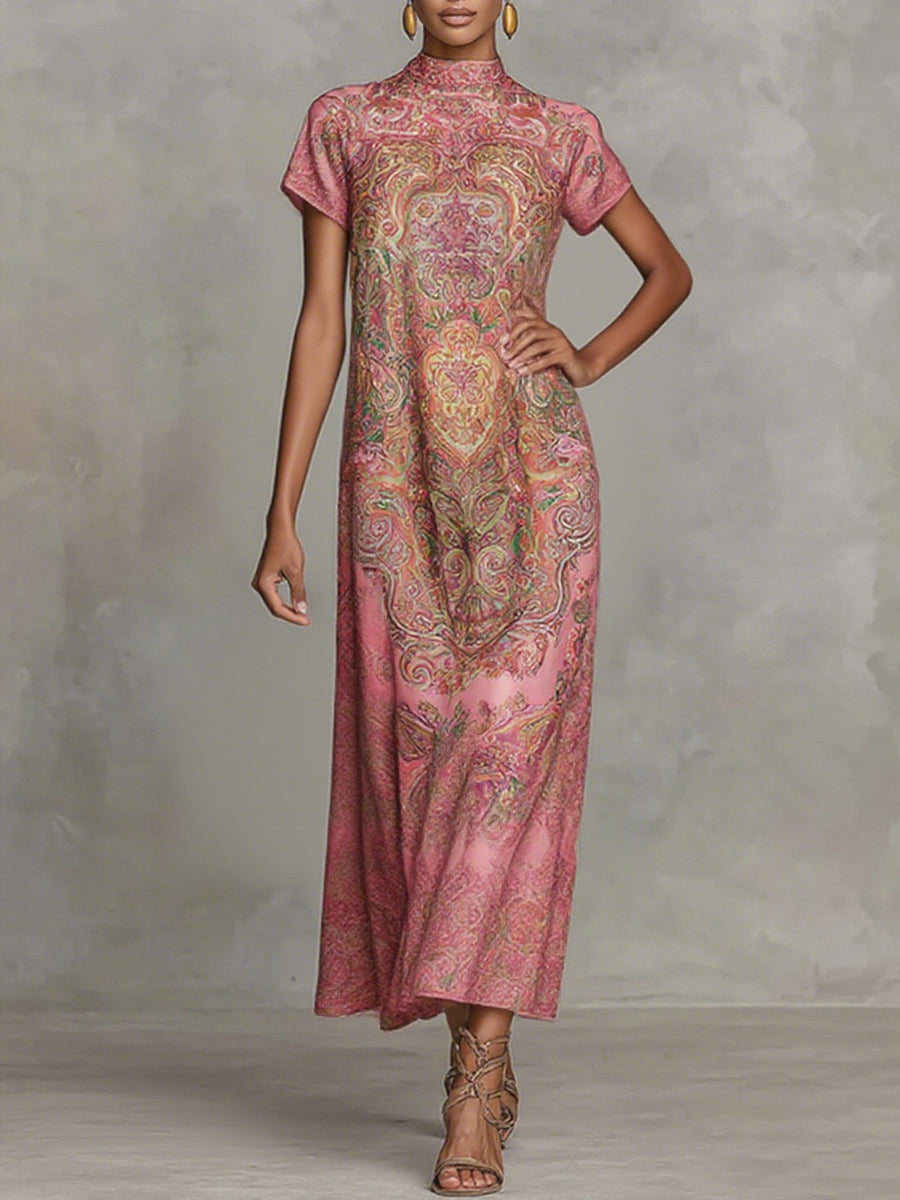 Anna-Berg | Loose Short Sleeves Contrast Color Dress