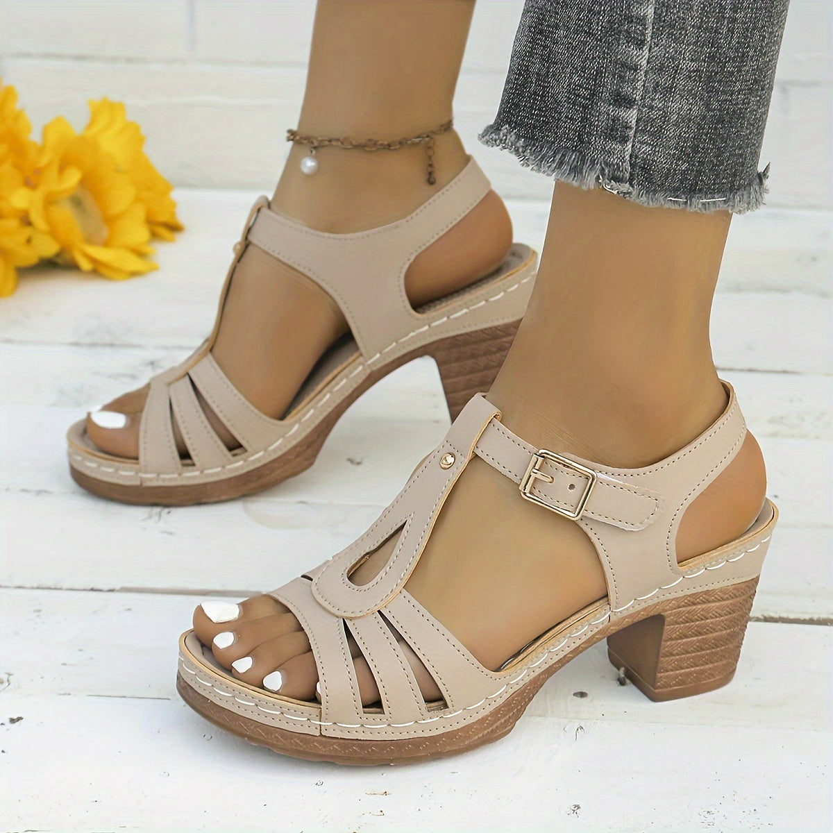 Anna-Berg | Elegant Cushioned Adjustable Buckle Sandals