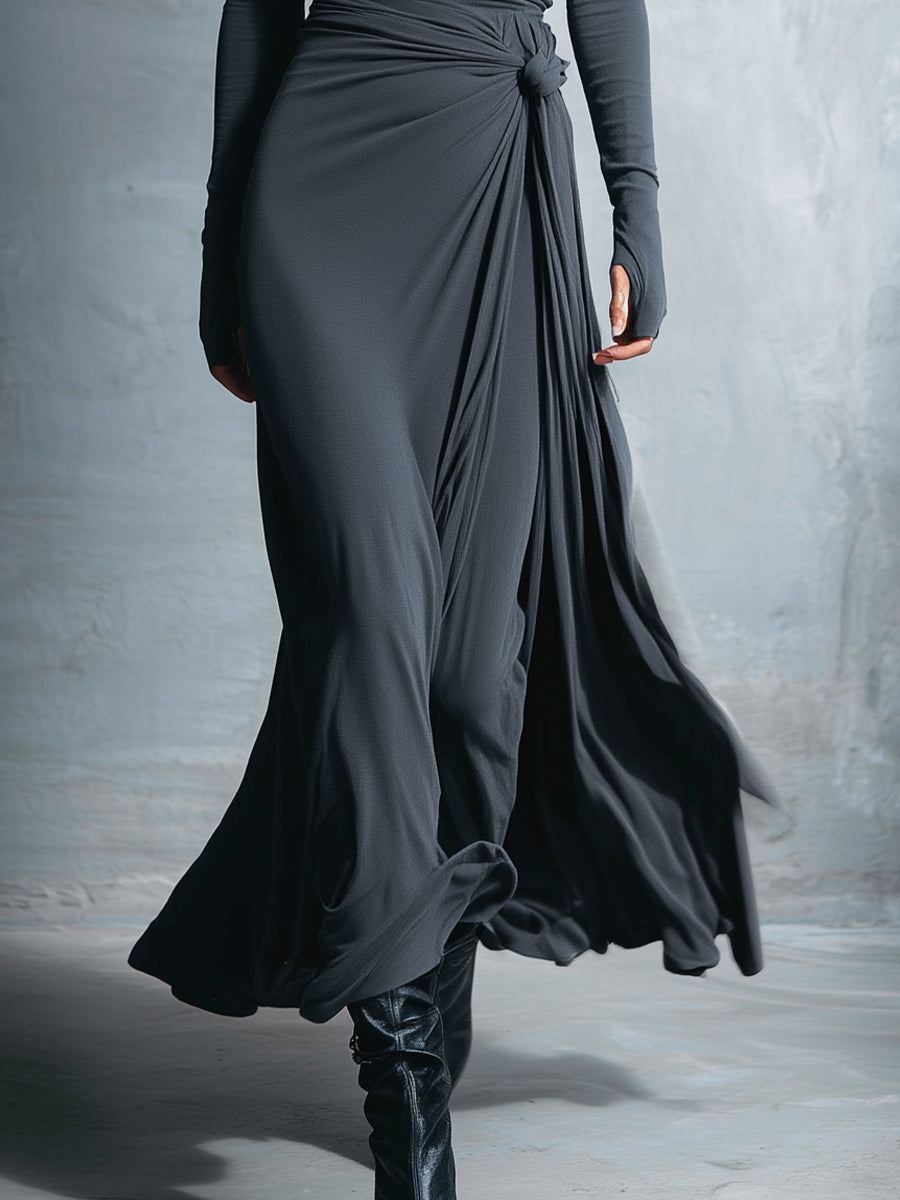 Anna-Berg | Grey Knit Wrap Dress