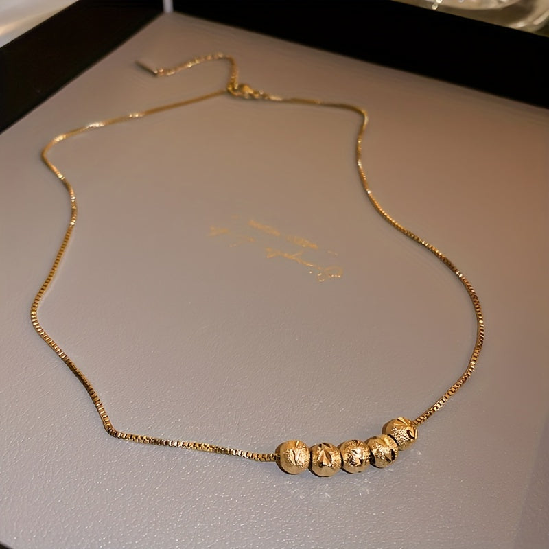 Round Beaded Gold Necklace