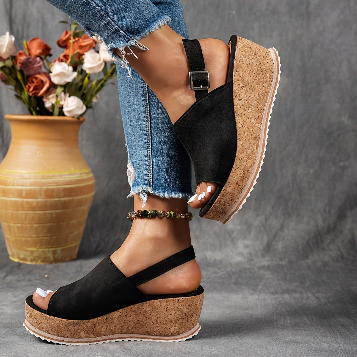 Anna-Berg | Graceful Platform Adjustable Buckle Sandals