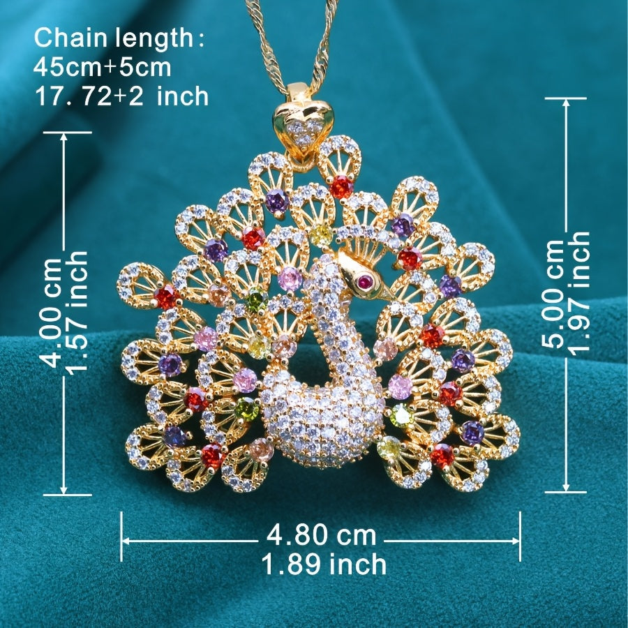 Luxurious Peacock-Inspired PeaRooster Hanging Necklace