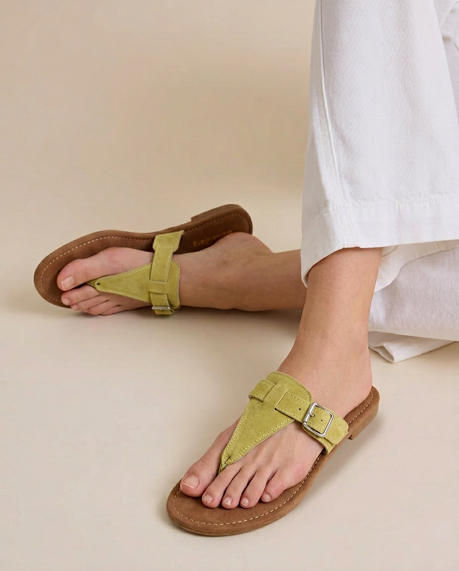 Anna-Berg | Black Buckle-Closure Ankle-Strap Leather Sandal