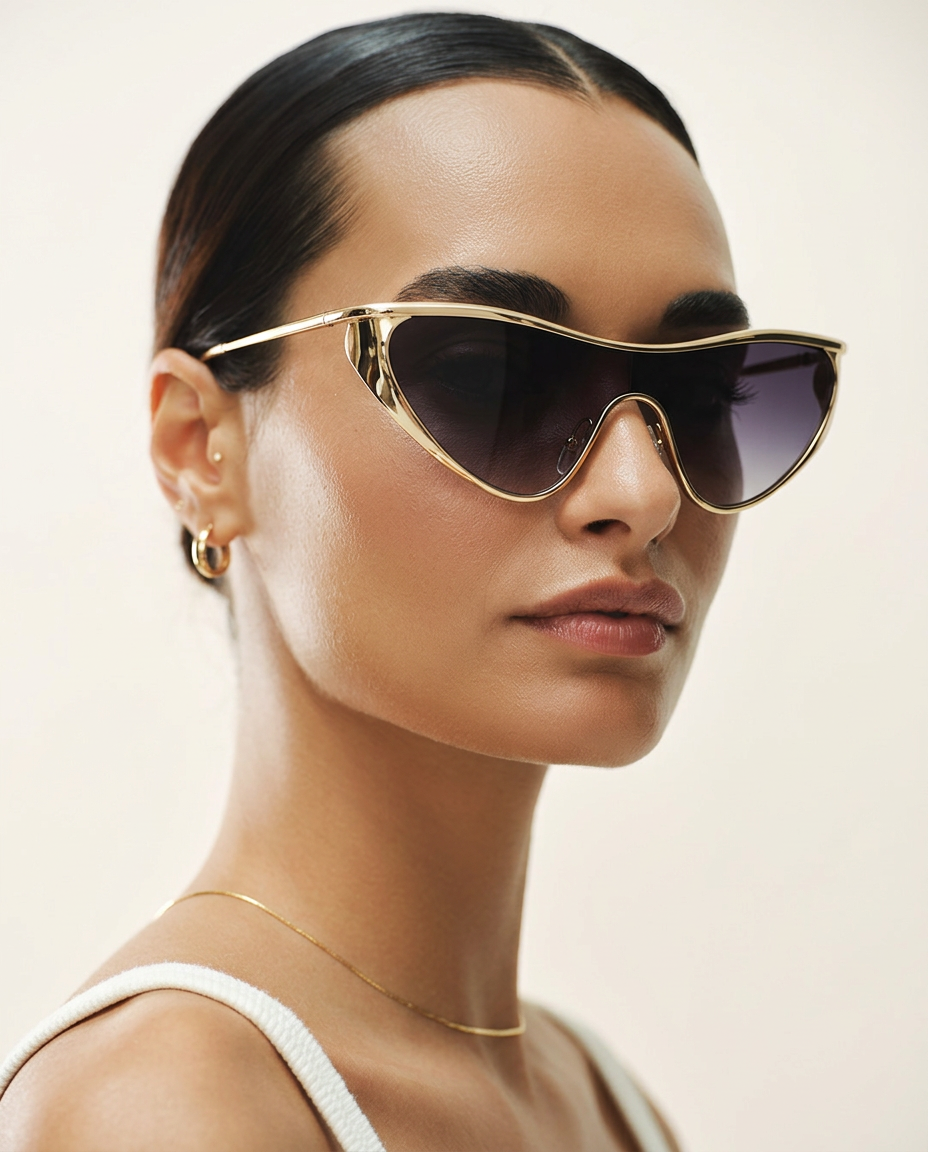 Anna-Berg | Gold Aviator Polarized Metal Frame Sunglasses