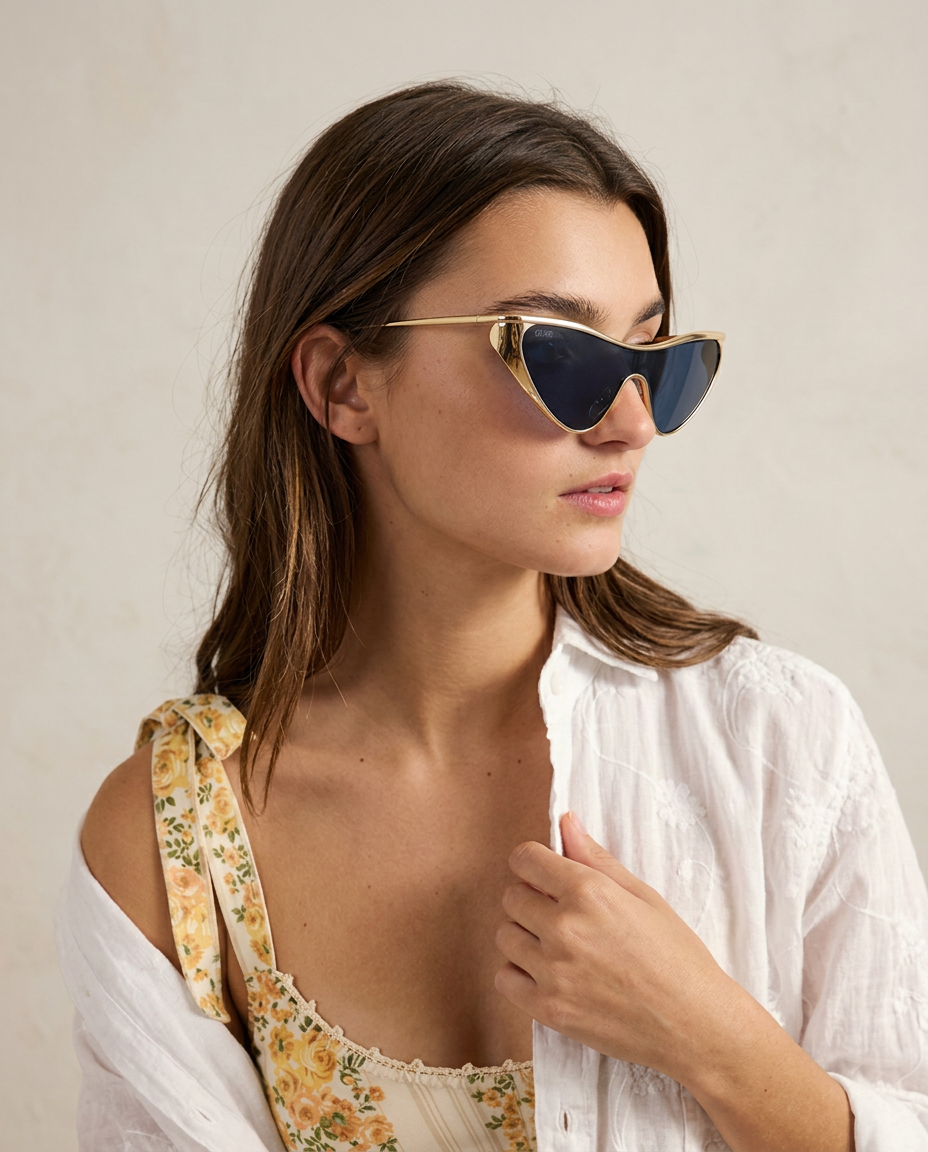 Anna-Berg | Gold Aviator Polarized Metal Frame Sunglasses