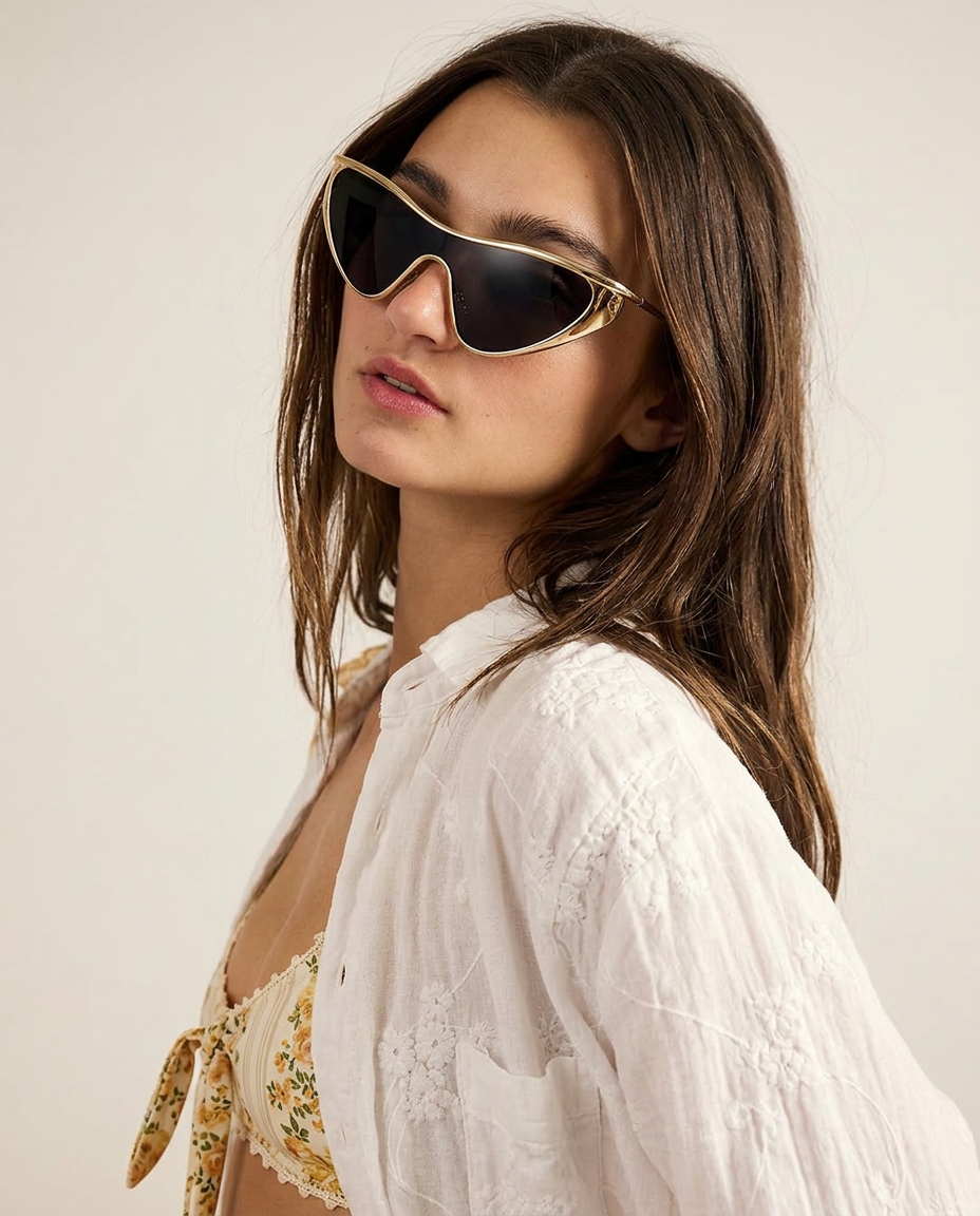 Anna-Berg | Gold Aviator Polarized Metal Frame Sunglasses