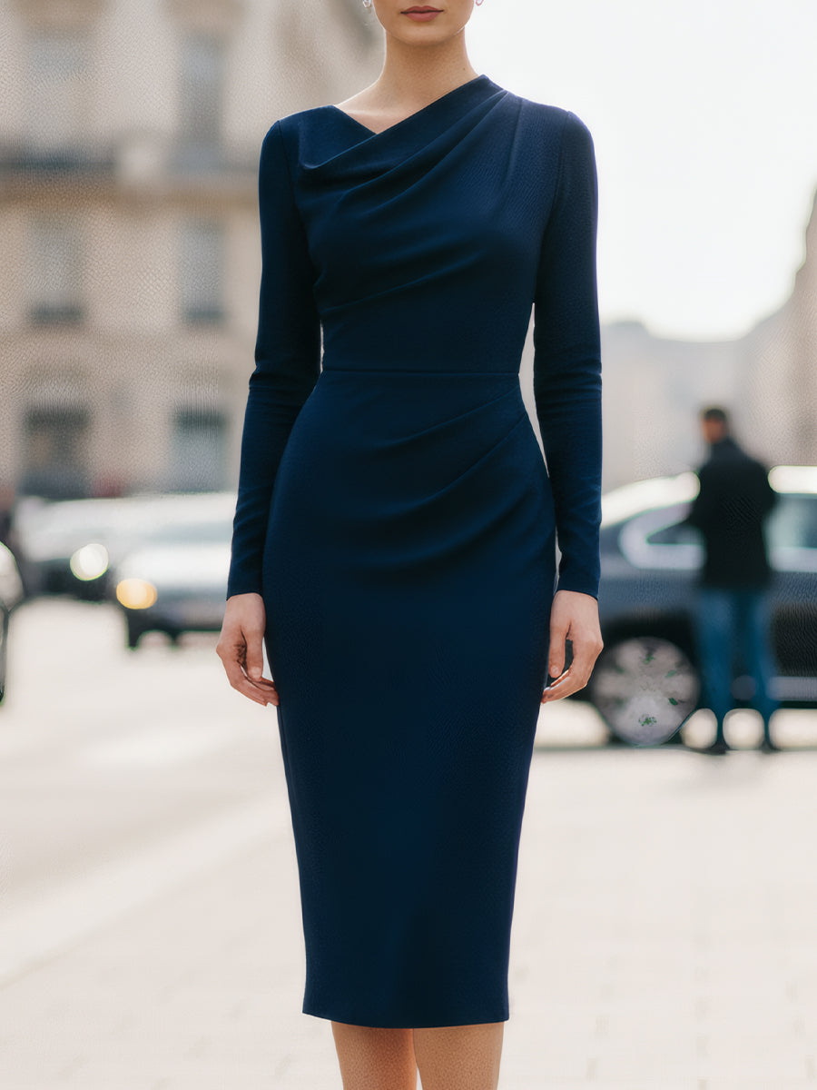 Anna-Berg | Navy Draped Dress