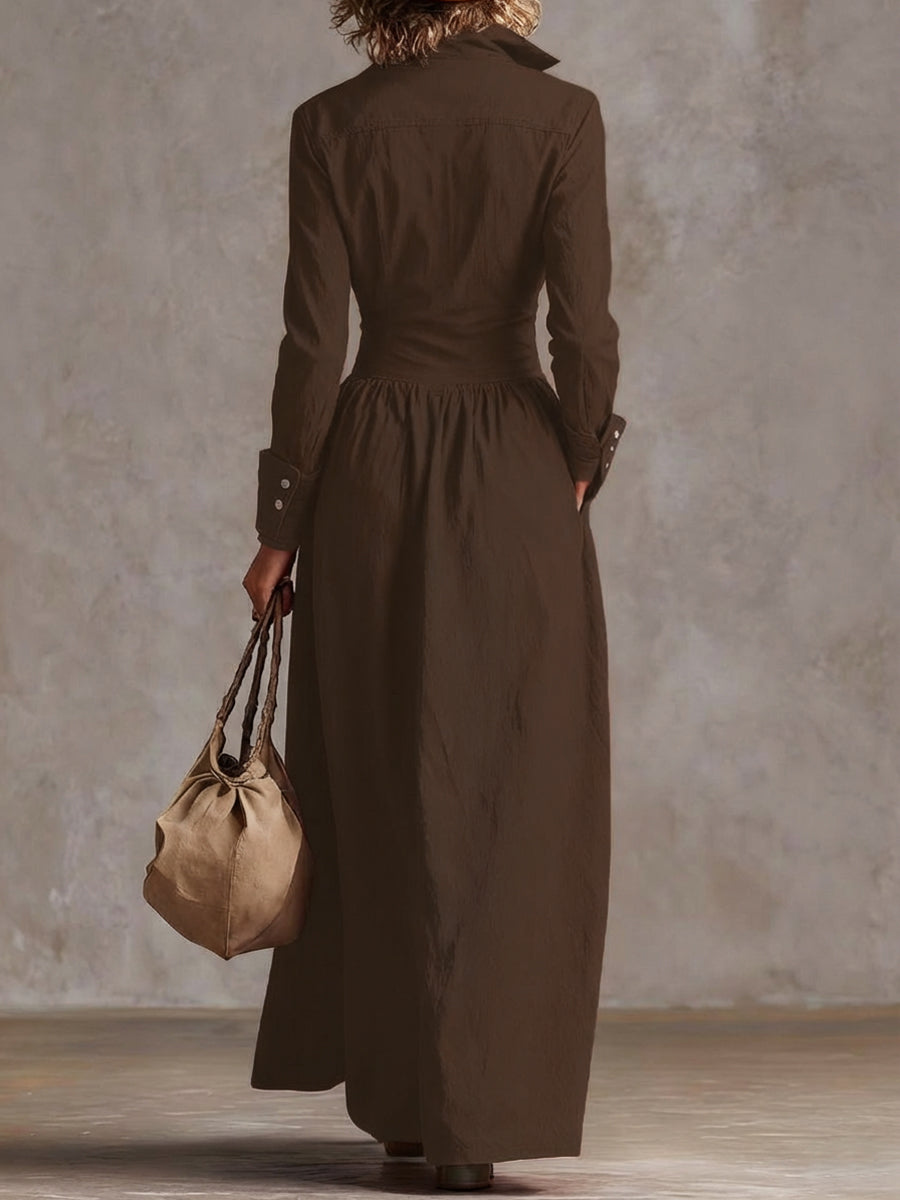 Anna-Berg | High Waisted Long Sleeves Buttoned Dress