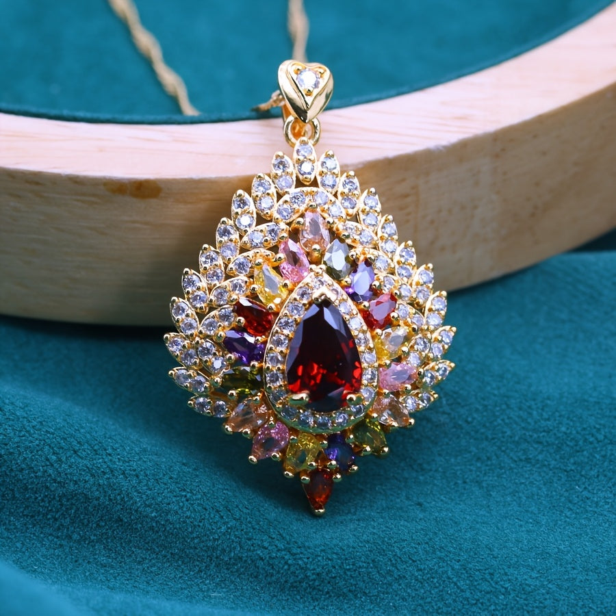 Elegant Multicolored Cubic Zirconia Pendant Necklace