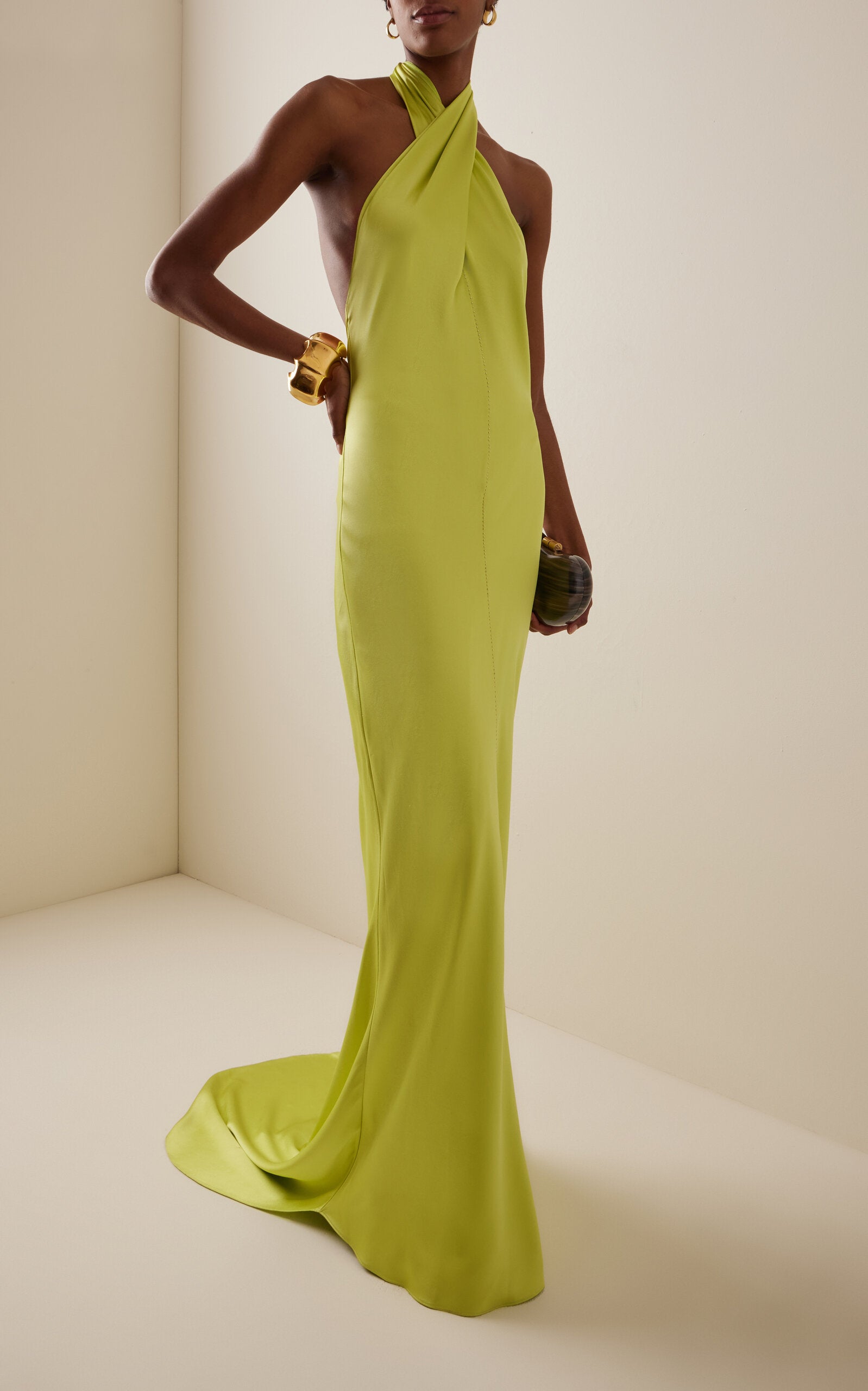 Anna-Berg | Cross-Halter Satin Dress