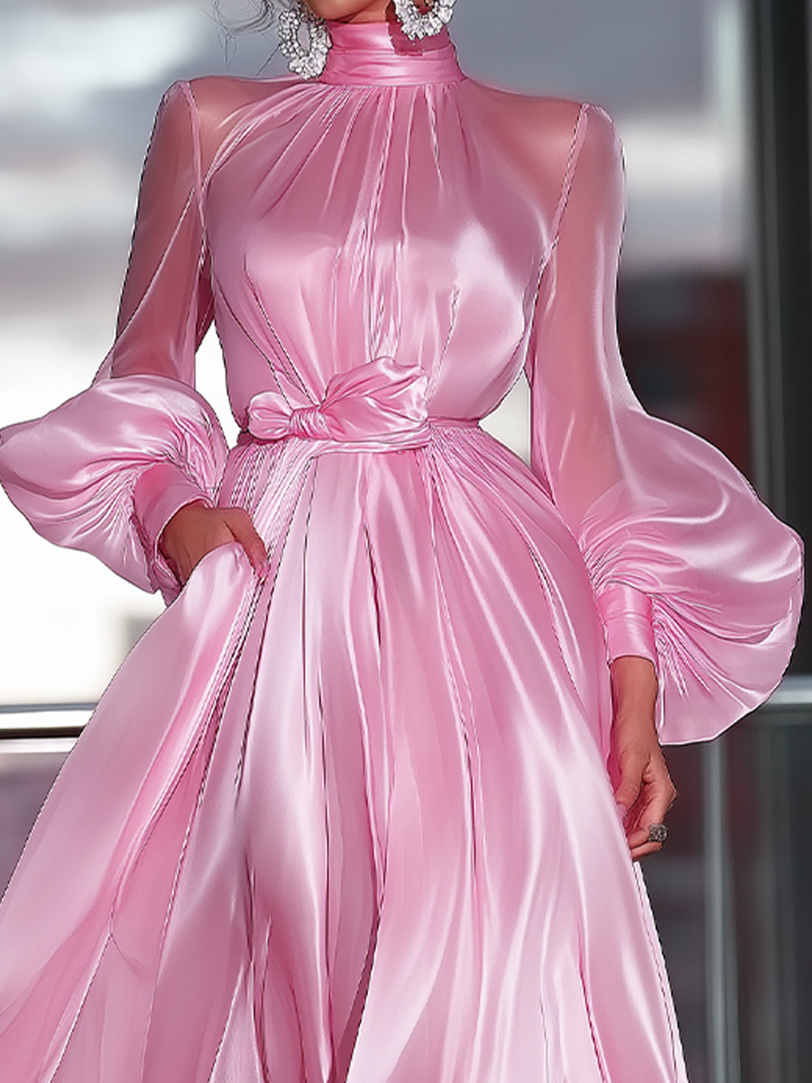 Anna-Berg | Cute High-Neck Satin Dress