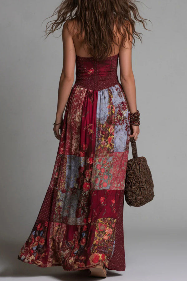 Anna-Berg | Unique Printed V-Neck Sleeveless Fitted Dress