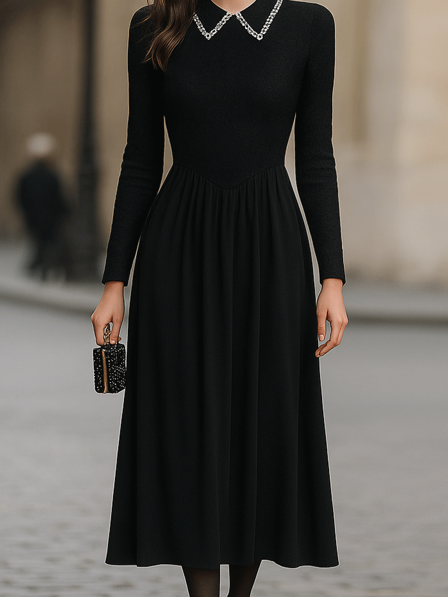 Anna-Berg | Black Long-Sleeve Dress
