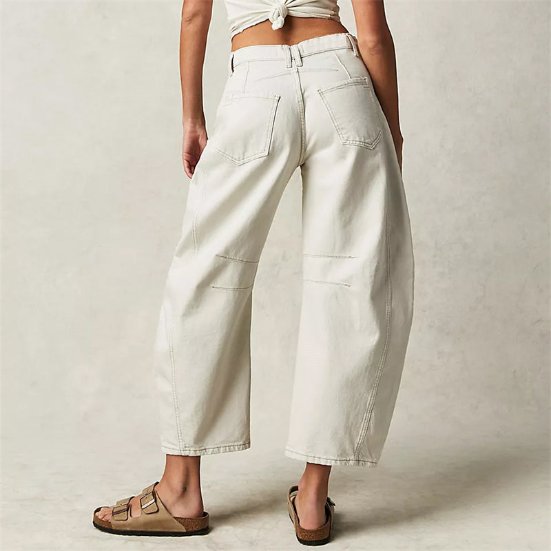 Anna-Berg | Elegant High Waist Barrel Leg Jeans Relaxed Fit Denim